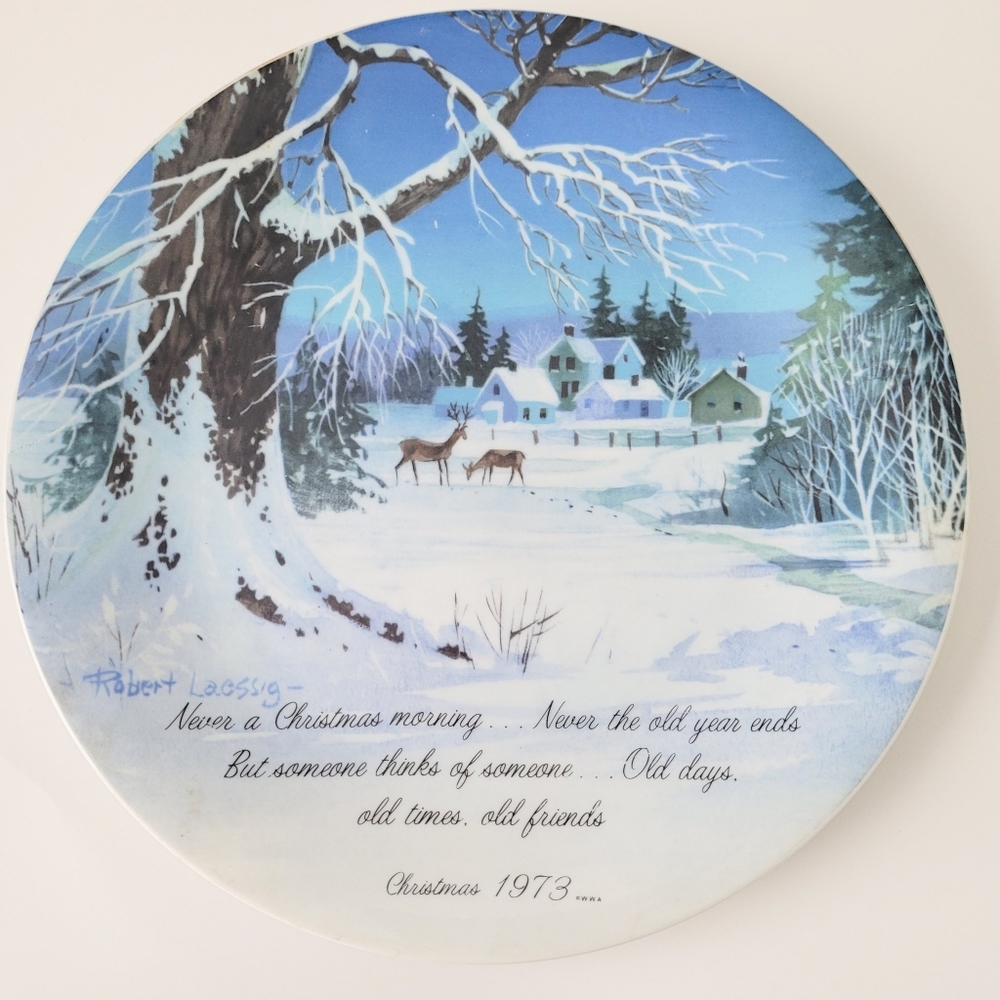 1973 Christmas Plate Robert Laessig Winterscene Series Commemorative Edition